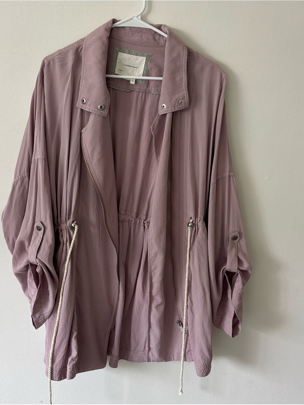 Anthropologie Mauve Drawstring Utility Jacket